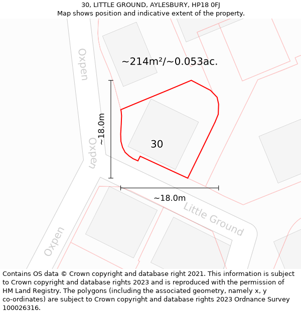 30, LITTLE GROUND, AYLESBURY, HP18 0FJ: Plot and title map