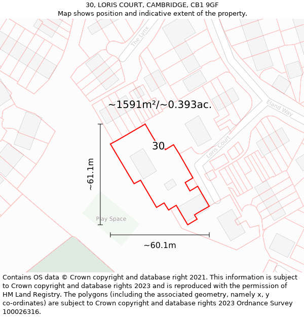 30, LORIS COURT, CAMBRIDGE, CB1 9GF: Plot and title map