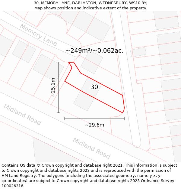 30, MEMORY LANE, DARLASTON, WEDNESBURY, WS10 8YJ: Plot and title map