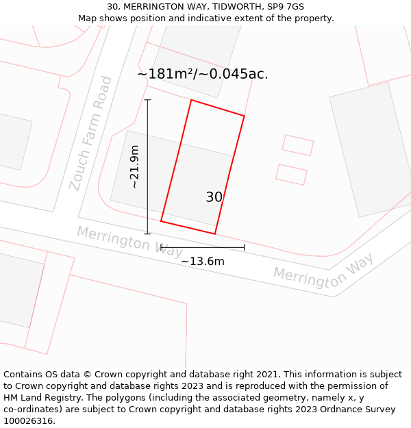 30, MERRINGTON WAY, TIDWORTH, SP9 7GS: Plot and title map