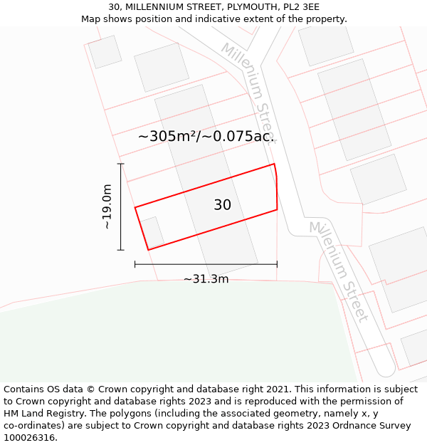 30, MILLENNIUM STREET, PLYMOUTH, PL2 3EE: Plot and title map
