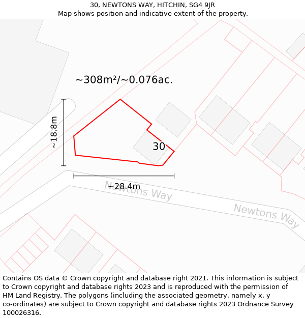 30, NEWTONS WAY, HITCHIN, SG4 9JR: Plot and title map