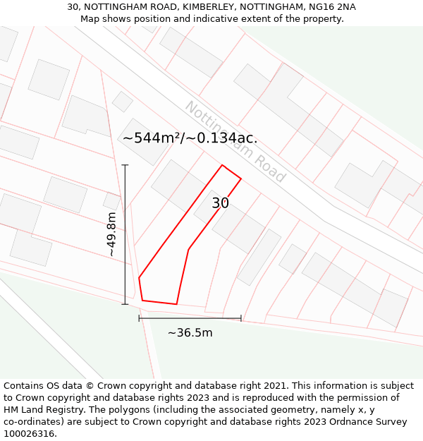 30, NOTTINGHAM ROAD, KIMBERLEY, NOTTINGHAM, NG16 2NA: Plot and title map