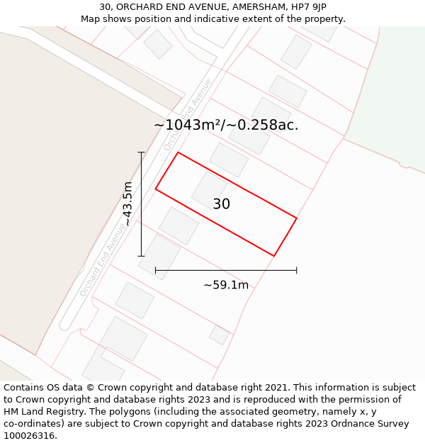 30, ORCHARD END AVENUE, AMERSHAM, HP7 9JP: Plot and title map