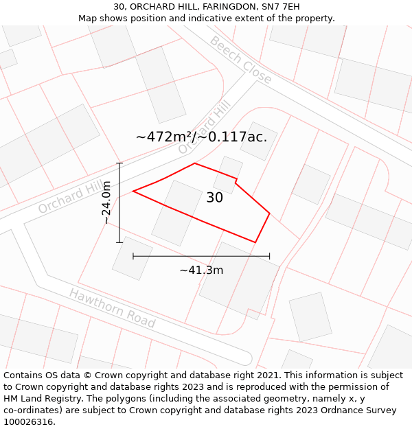 30, ORCHARD HILL, FARINGDON, SN7 7EH: Plot and title map