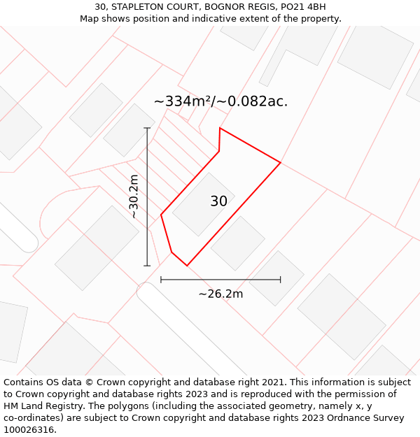 30, STAPLETON COURT, BOGNOR REGIS, PO21 4BH: Plot and title map