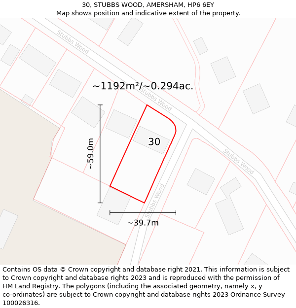 30, STUBBS WOOD, AMERSHAM, HP6 6EY: Plot and title map