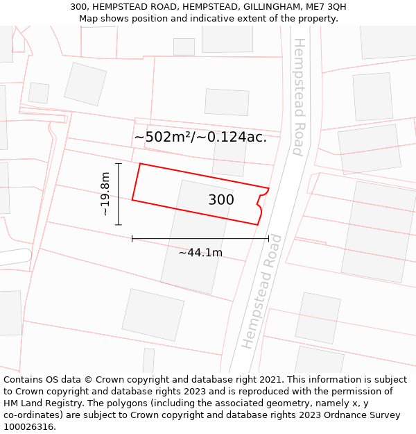 300, HEMPSTEAD ROAD, HEMPSTEAD, GILLINGHAM, ME7 3QH: Plot and title map