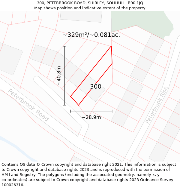 300, PETERBROOK ROAD, SHIRLEY, SOLIHULL, B90 1JQ: Plot and title map