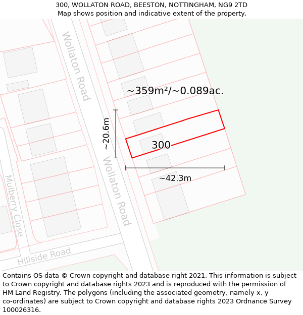 300, WOLLATON ROAD, BEESTON, NOTTINGHAM, NG9 2TD: Plot and title map