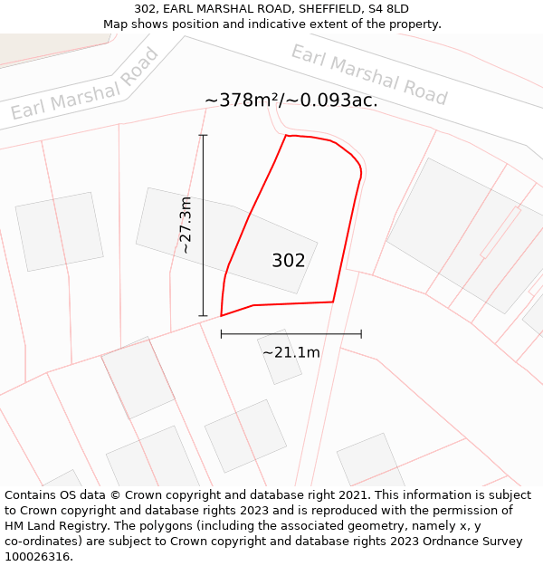 302, EARL MARSHAL ROAD, SHEFFIELD, S4 8LD: Plot and title map