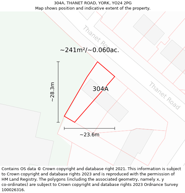 304A, THANET ROAD, YORK, YO24 2PG: Plot and title map