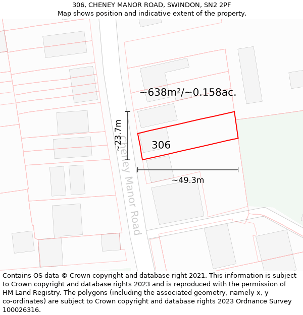 306, CHENEY MANOR ROAD, SWINDON, SN2 2PF: Plot and title map