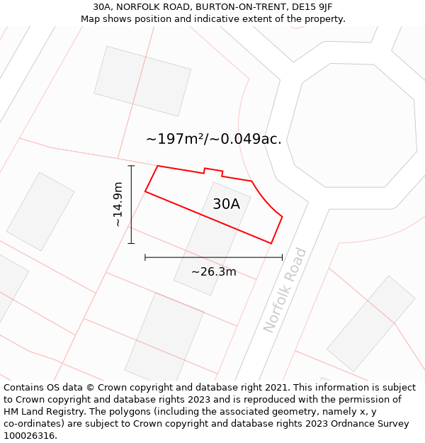 30A, NORFOLK ROAD, BURTON-ON-TRENT, DE15 9JF: Plot and title map