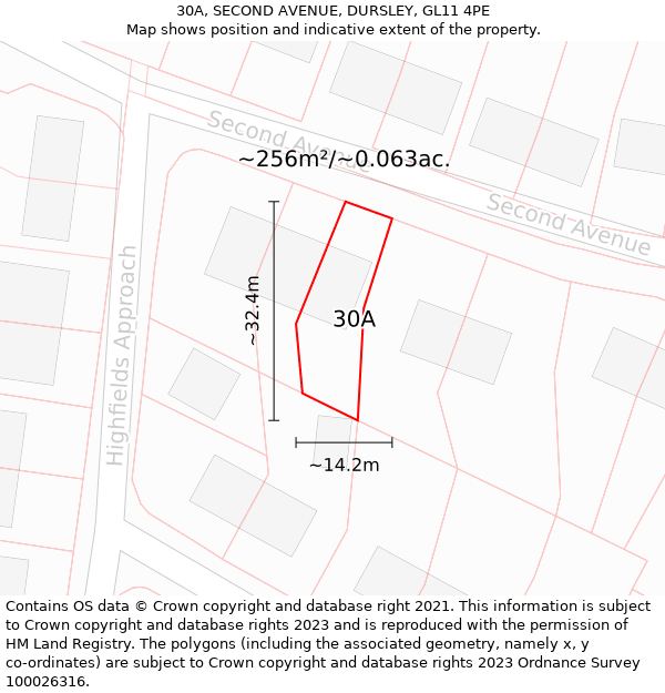 30A, SECOND AVENUE, DURSLEY, GL11 4PE: Plot and title map