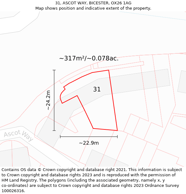 31, ASCOT WAY, BICESTER, OX26 1AG: Plot and title map