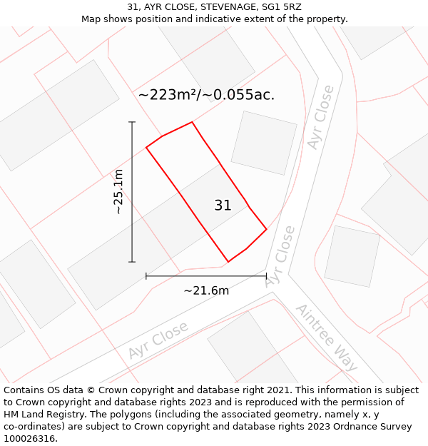 31, AYR CLOSE, STEVENAGE, SG1 5RZ: Plot and title map