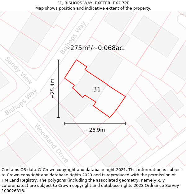 31, BISHOPS WAY, EXETER, EX2 7PF: Plot and title map