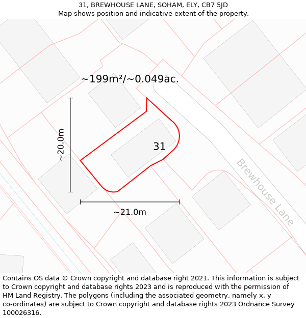 31, BREWHOUSE LANE, SOHAM, ELY, CB7 5JD: Plot and title map