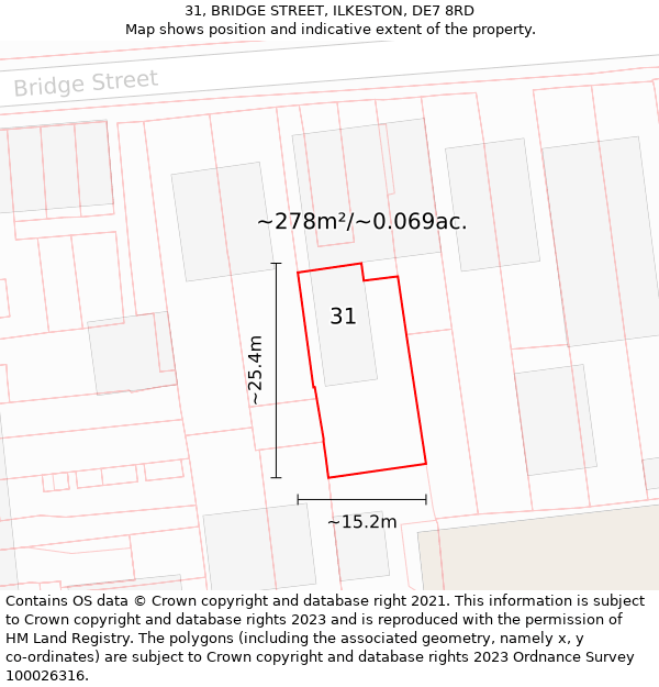 31, BRIDGE STREET, ILKESTON, DE7 8RD: Plot and title map