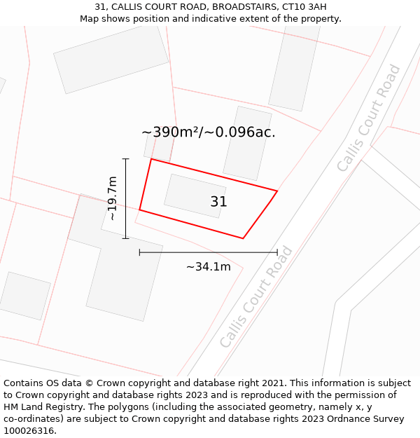 31, CALLIS COURT ROAD, BROADSTAIRS, CT10 3AH: Plot and title map