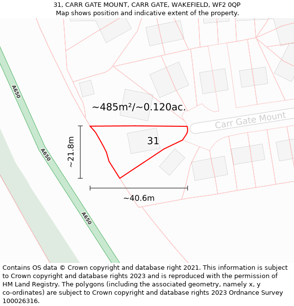 31, CARR GATE MOUNT, CARR GATE, WAKEFIELD, WF2 0QP: Plot and title map