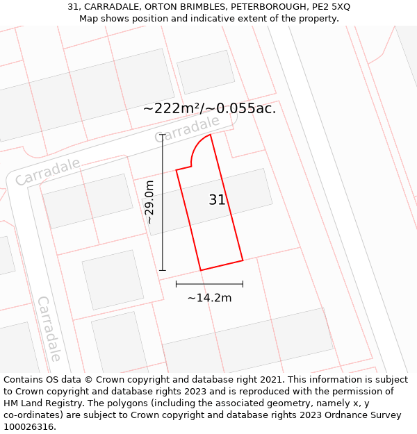 31, CARRADALE, ORTON BRIMBLES, PETERBOROUGH, PE2 5XQ: Plot and title map