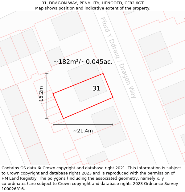 31, DRAGON WAY, PENALLTA, HENGOED, CF82 6GT: Plot and title map