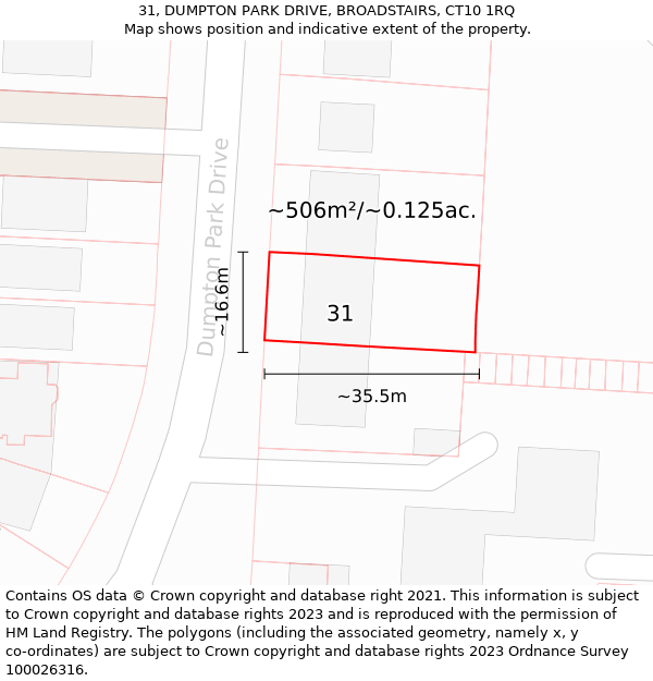 31, DUMPTON PARK DRIVE, BROADSTAIRS, CT10 1RQ: Plot and title map