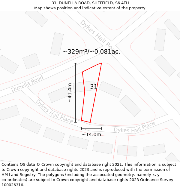 31, DUNELLA ROAD, SHEFFIELD, S6 4EH: Plot and title map