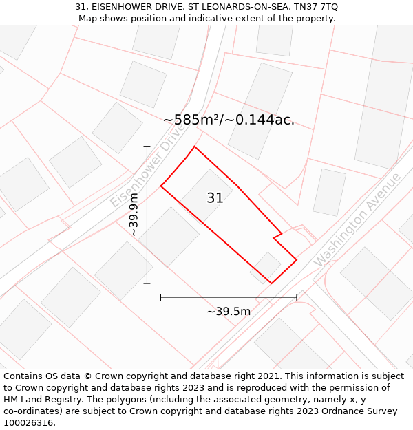 31, EISENHOWER DRIVE, ST LEONARDS-ON-SEA, TN37 7TQ: Plot and title map