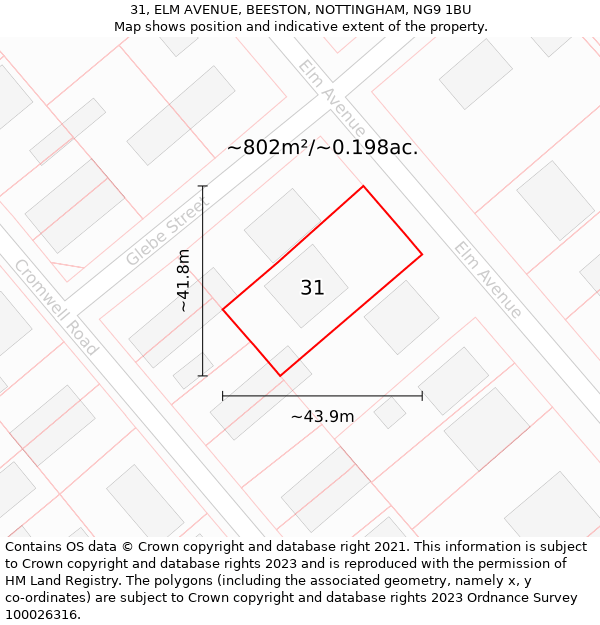 31, ELM AVENUE, BEESTON, NOTTINGHAM, NG9 1BU: Plot and title map