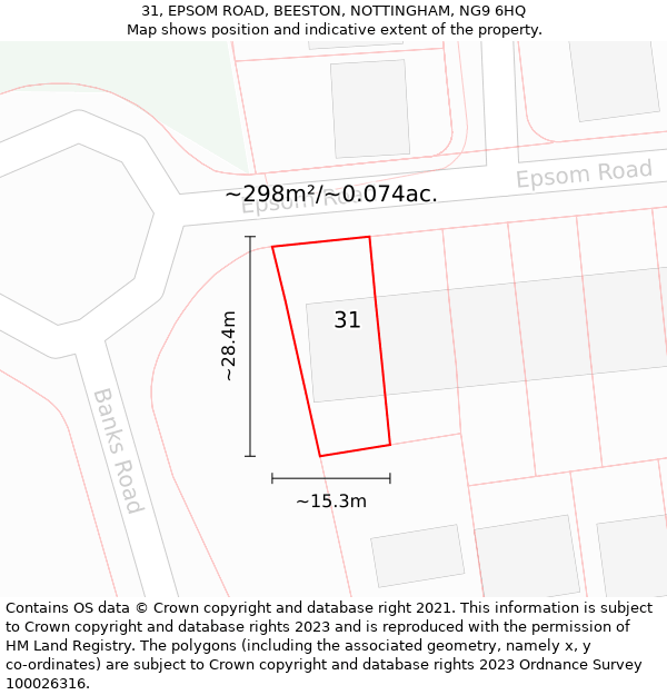 31, EPSOM ROAD, BEESTON, NOTTINGHAM, NG9 6HQ: Plot and title map