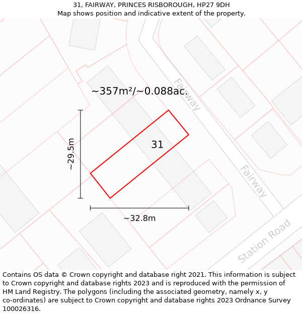 31, FAIRWAY, PRINCES RISBOROUGH, HP27 9DH: Plot and title map