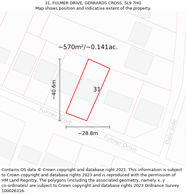 31, FULMER DRIVE, GERRARDS CROSS, SL9 7HG: Plot and title map