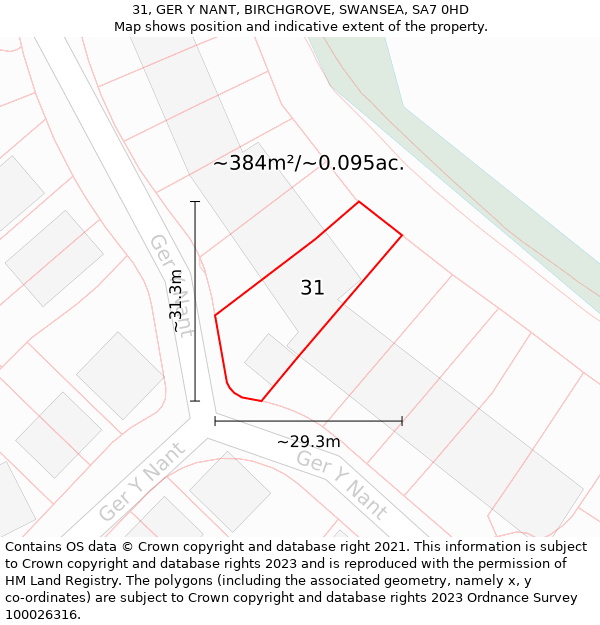 31, GER Y NANT, BIRCHGROVE, SWANSEA, SA7 0HD: Plot and title map