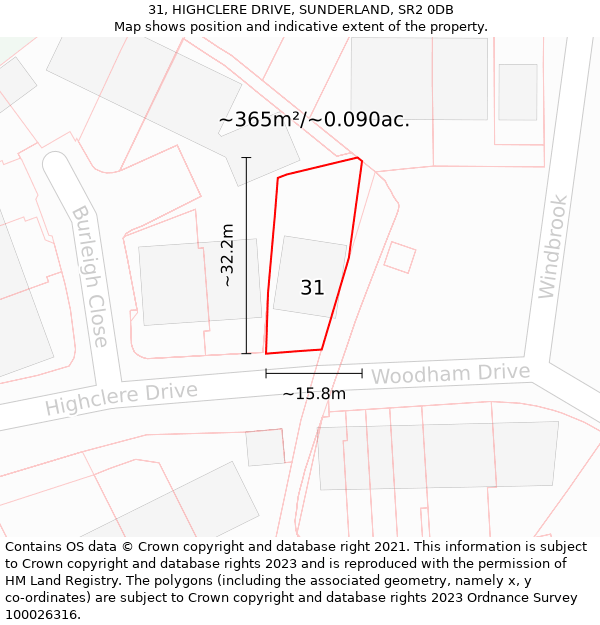 31, HIGHCLERE DRIVE, SUNDERLAND, SR2 0DB: Plot and title map