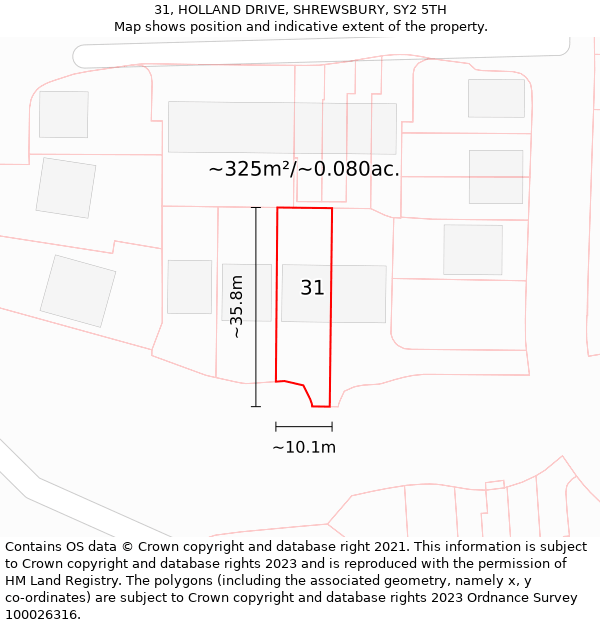 31, HOLLAND DRIVE, SHREWSBURY, SY2 5TH: Plot and title map