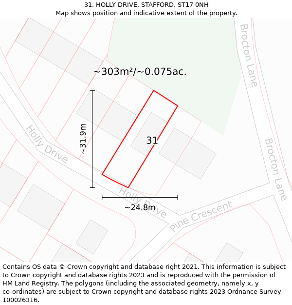 31, HOLLY DRIVE, STAFFORD, ST17 0NH: Plot and title map