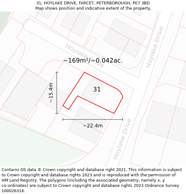 31, HOYLAKE DRIVE, FARCET, PETERBOROUGH, PE7 3BD: Plot and title map