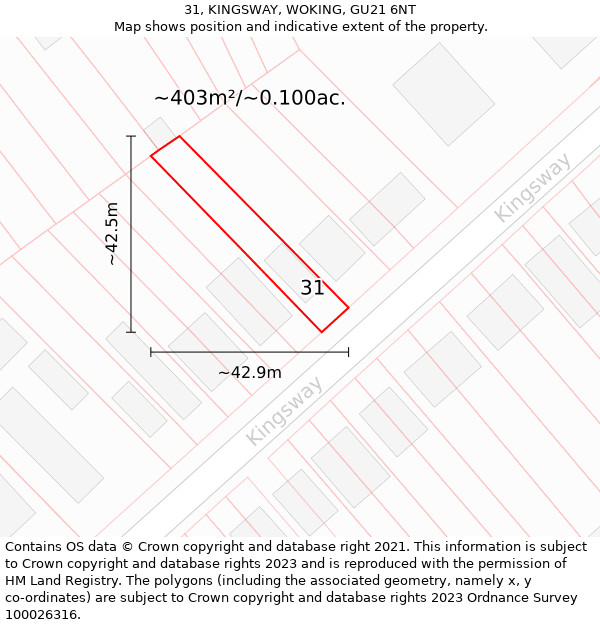 31, KINGSWAY, WOKING, GU21 6NT: Plot and title map