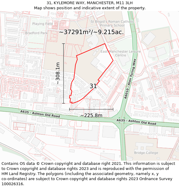 31, KYLEMORE WAY, MANCHESTER, M11 3LH: Plot and title map