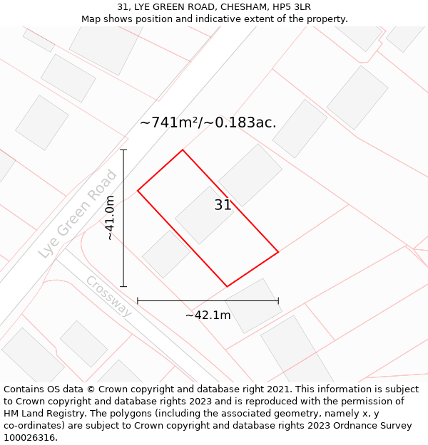 31, LYE GREEN ROAD, CHESHAM, HP5 3LR: Plot and title map