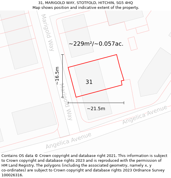 31, MARIGOLD WAY, STOTFOLD, HITCHIN, SG5 4HQ: Plot and title map