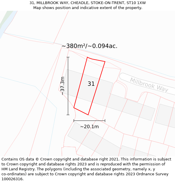 31, MILLBROOK WAY, CHEADLE, STOKE-ON-TRENT, ST10 1XW: Plot and title map