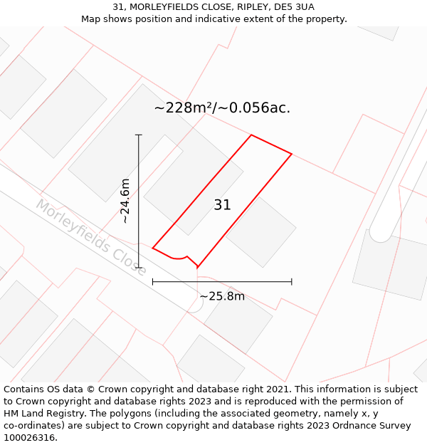 31, MORLEYFIELDS CLOSE, RIPLEY, DE5 3UA: Plot and title map