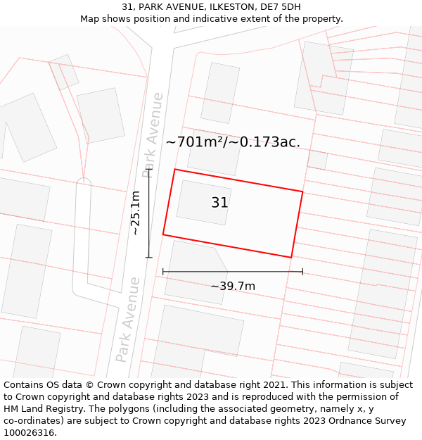 31, PARK AVENUE, ILKESTON, DE7 5DH: Plot and title map