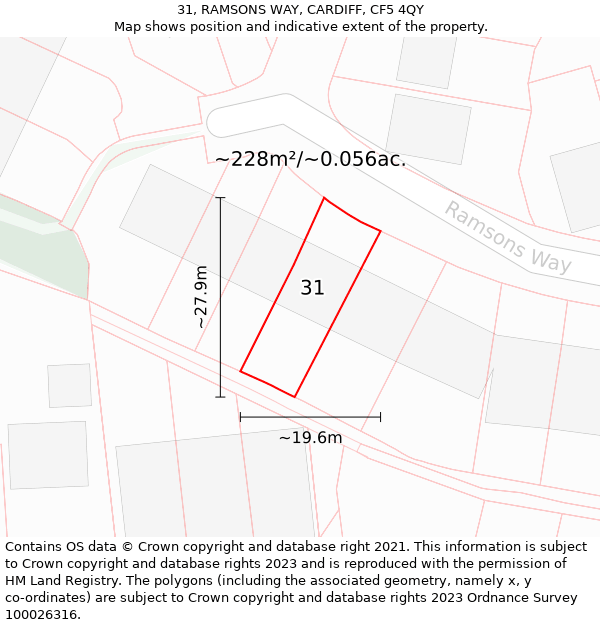 31, RAMSONS WAY, CARDIFF, CF5 4QY: Plot and title map