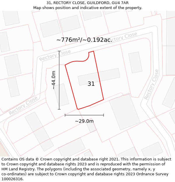 31, RECTORY CLOSE, GUILDFORD, GU4 7AR: Plot and title map