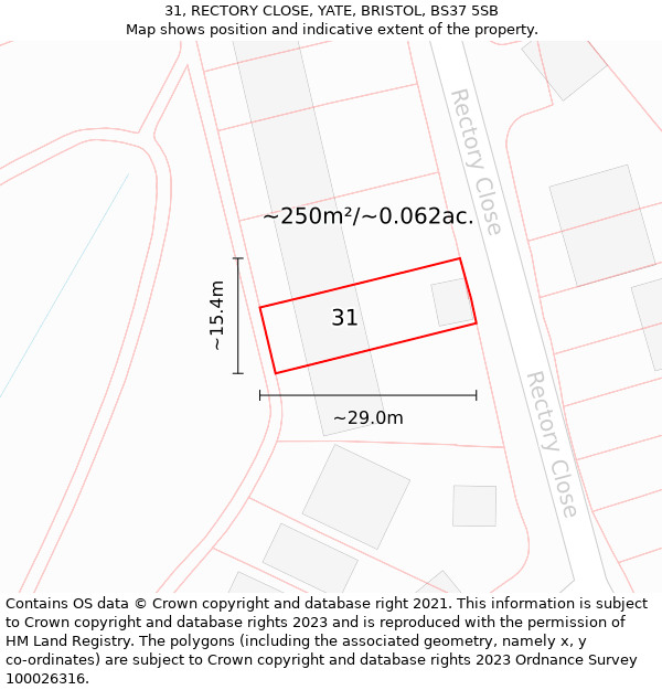 31, RECTORY CLOSE, YATE, BRISTOL, BS37 5SB: Plot and title map